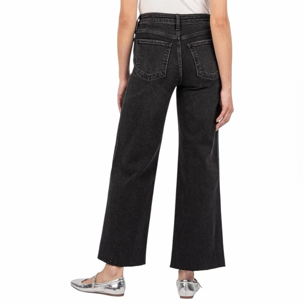 KUT from The Kloth Meg High-Rise Fab Ab Wide Leg Raw Hem in Illuminated 10 - Picture 2 of 5